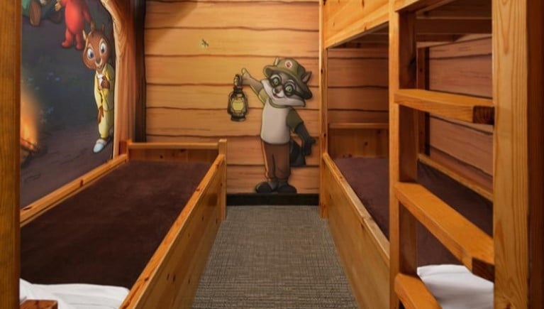 The indoor cabin with bunk beds in the  KidCabin Suite